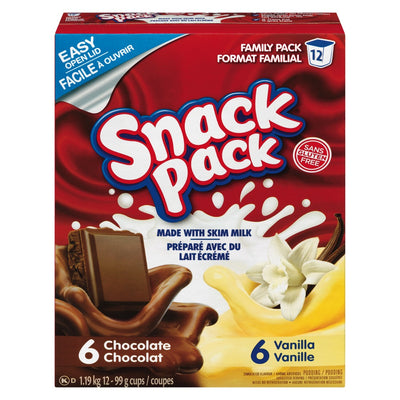 Snack Pack Family Pack Chocolate & Vanilla Pudding, 1.19 kg (12 x 99 g)
