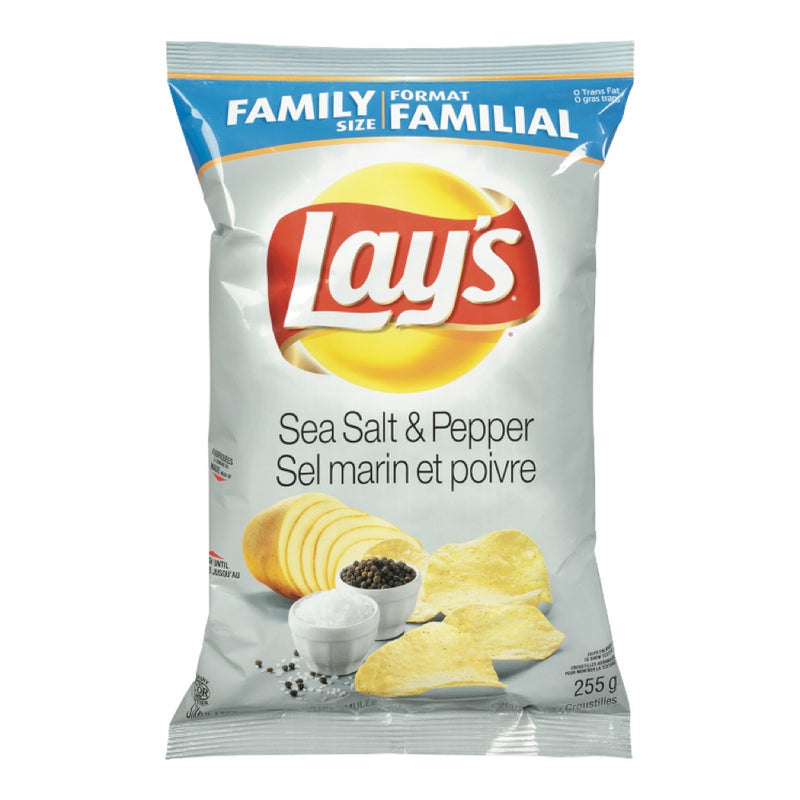 Lay's Family Size Sea Salt & Pepper Potato Chips, 235 g