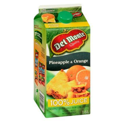 Del Monte Pineapple & Orange 100% Juice, 1.6 l