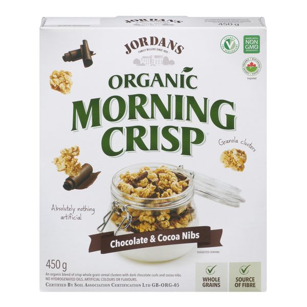Jordans Chocolate & Cocoa Nibs Organic Morning Crisp Granola Clusters, 450 g