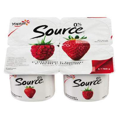 Yoplait Source Yogurt, Strawberry/Raspberry, 100 g