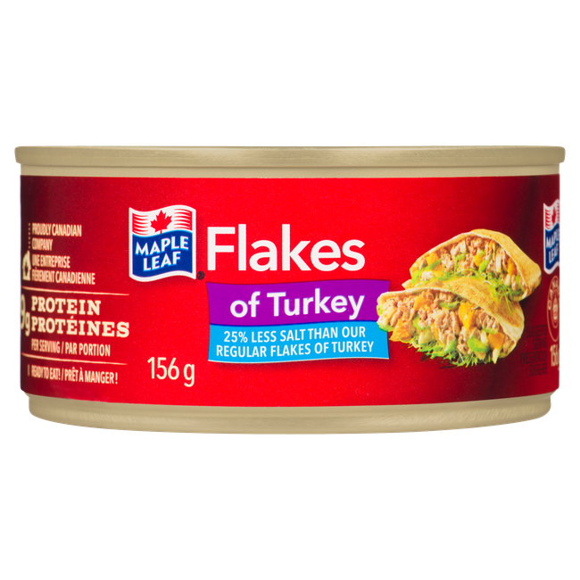 Maple Leaf Flakes of Turkey Less Salt, 156 g