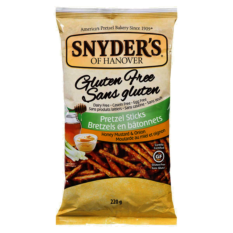 Snyder's Of Hanover Gluten Free Honey Mustard & Onion Pretzel Sticks, 220 g