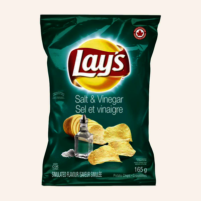Lay's Salt & Vinegar Flavour Potato Chips, 165 g