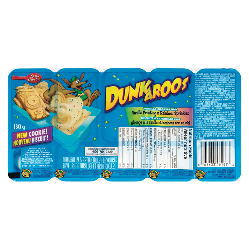 Dunkaroos Vanilla Cookies With Vanilla Frosting & Rainbow Sprinkles, 130 g