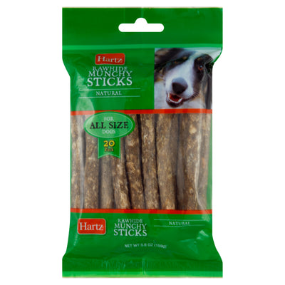 Hartz Natural Rawhide Munchy Sticks, 20 pk