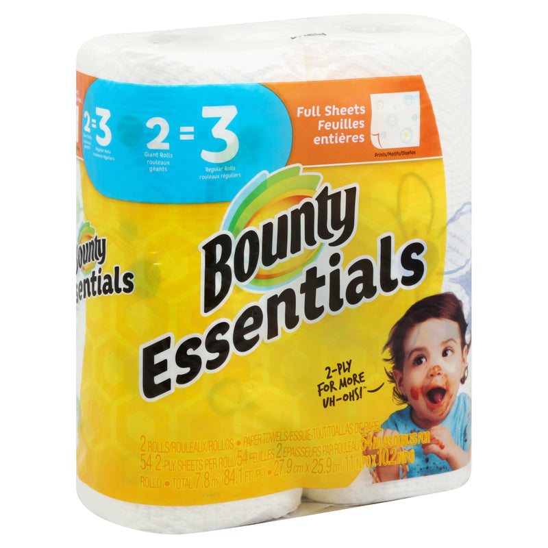Bounty Full Sheets Giant Rolls Prints 2-Ply Paper Towels, 2 rolls