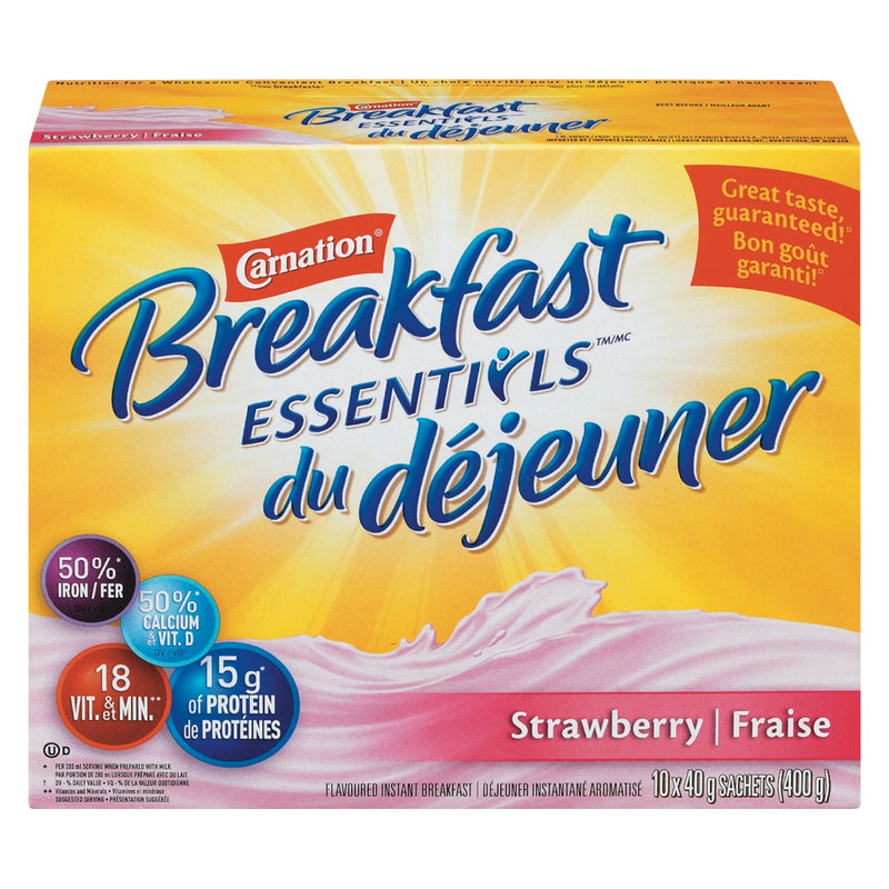 Carnation Breakfast Essentials Strawberry Instant Shake Mix, 400 g