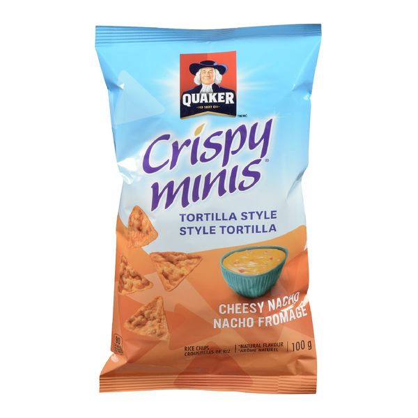 Quaker Crispy Minis Tortilla Style Cheesy Nacho Rice Chips, 100 g