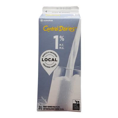 Central Dairies 1% Milk, 2 L