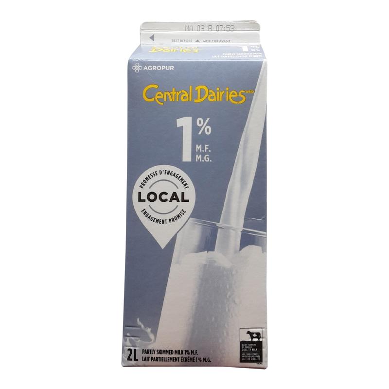 Central Dairies 1% Milk, 2 L