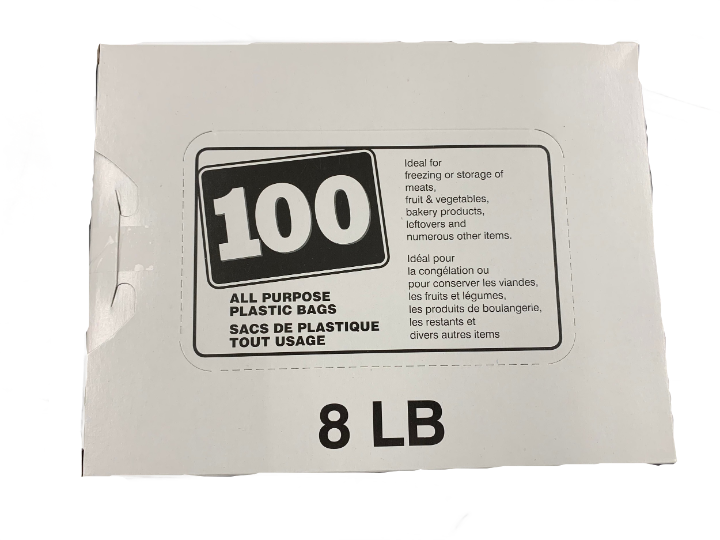 Poly Plastic Bread & Food Storage Bags 8lb,  100 ct