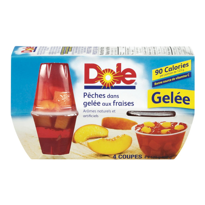 Dole Peaches In Strawberry Gel, 492 g  (4 x 123g)