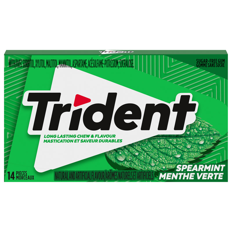 Trident Sugar Free Spearmint Gum, 14 pieces