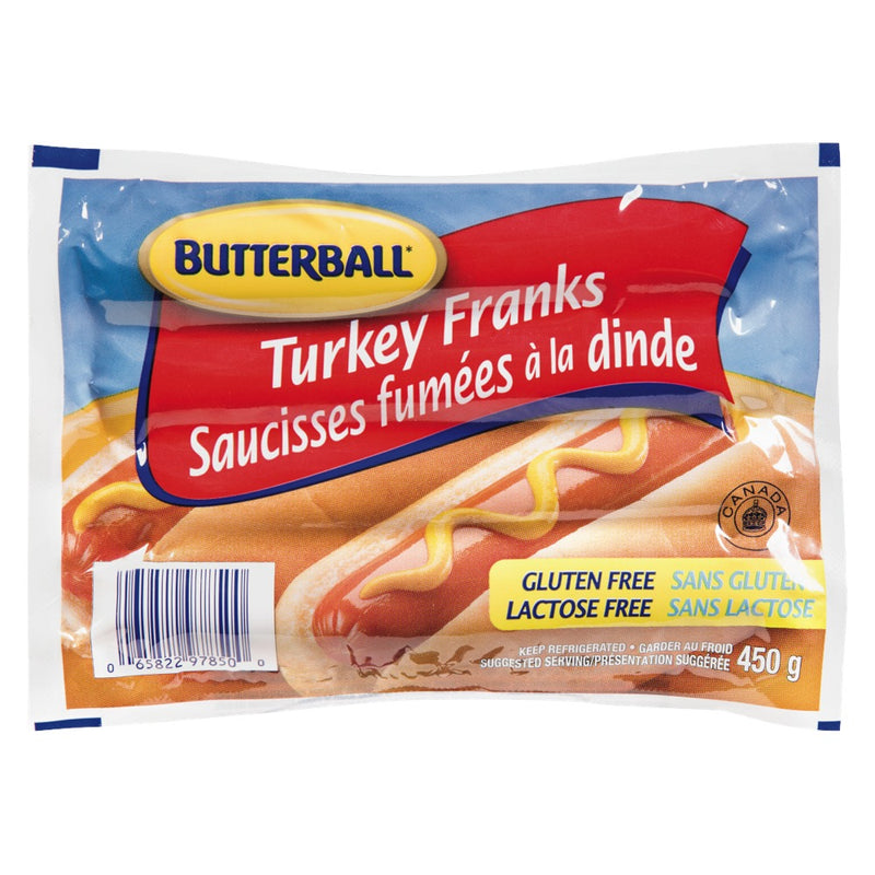 Butterball Turkey Franks Gluten Free Lactose Free, 450 g