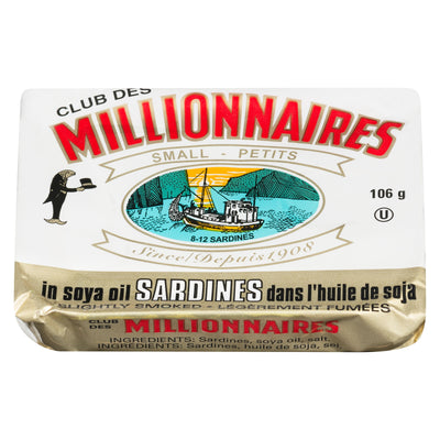 Club Des Millionnaires Small Sardines In Soya Oil, 06 g
