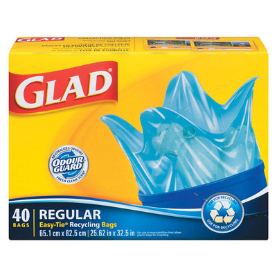 Glad Regular Blue Recycling Bags, 40 ct
