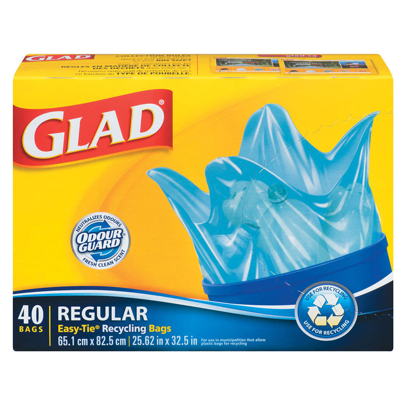 Glad Regular Blue Recycling Bags, 40 ct