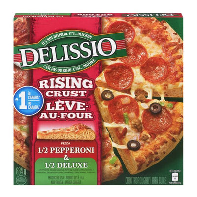 Delissio Rising Crust Pizza 1/2 Pepperoni & 1/2 Deluxe, 834 g