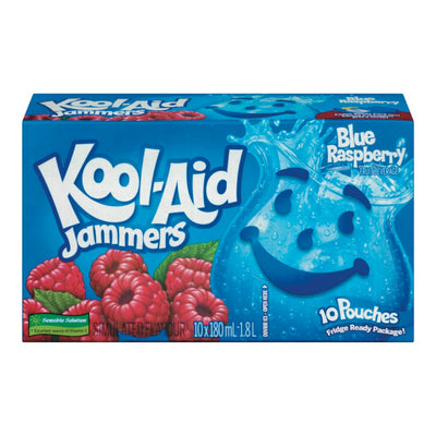 Kool Aid Jammers Blue Raspberry Fruit Juice Pouches, 10 x 180mL