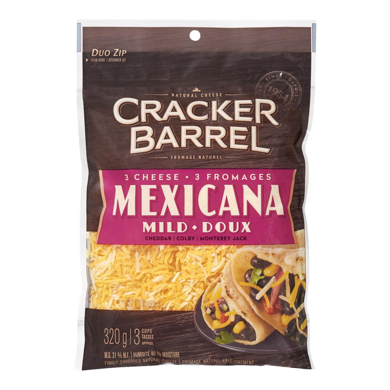 Cracker Barrel 3 Cheese Mexicana Shredded Cheese, 320 g