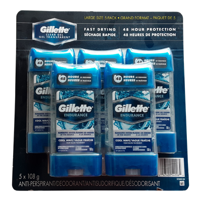 Gillette Endurance Clear Gel Deoderant, 5 ct