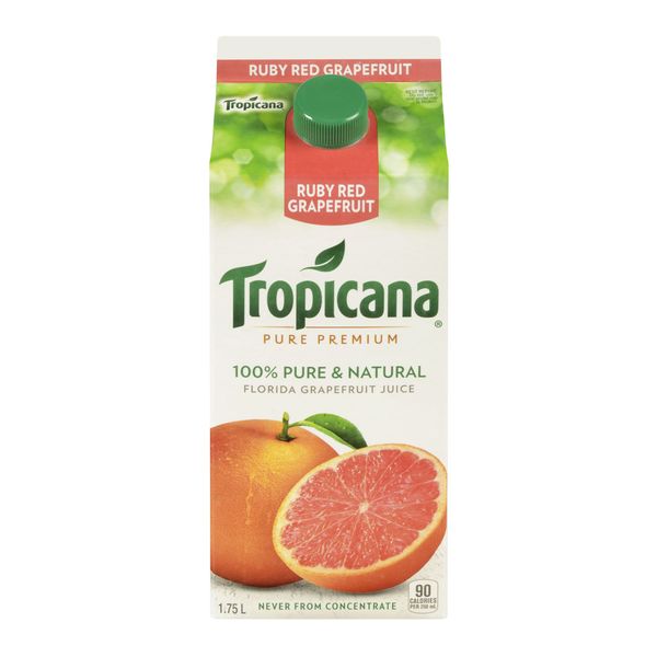 Tropicana Pure, Premium 100% Pure & Natural Ruby Red Grapefruit Juice, 1.75 l