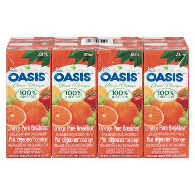 Oasis Classic Orange Pure Breakfast Juice, 8 x 200mL