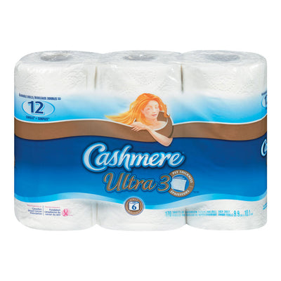 Cashmere Ultra 3 ply thickness bathroom tissue, 6 count