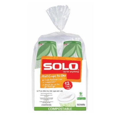 Solo Hot Cup To Go Compostable Cups & Lids, 12 ct