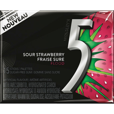 5 Sour Strawberry Flood Gum, 15 pieces