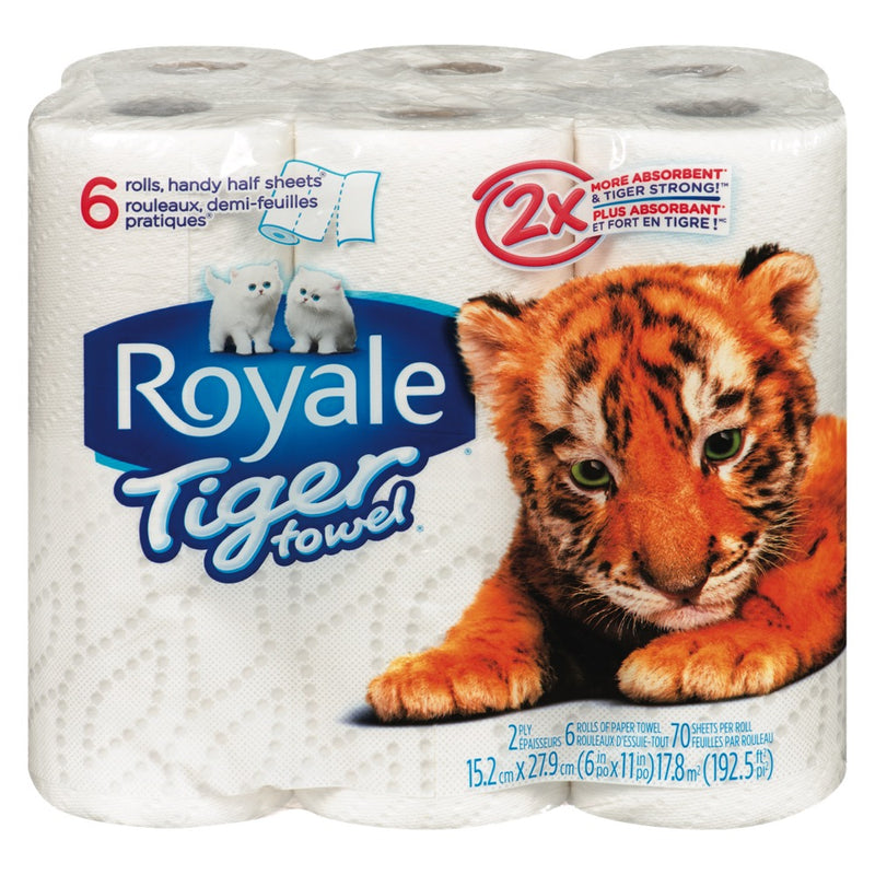 Royale Tiger Towel Rolls of Paper Towel, 6 ct rolls