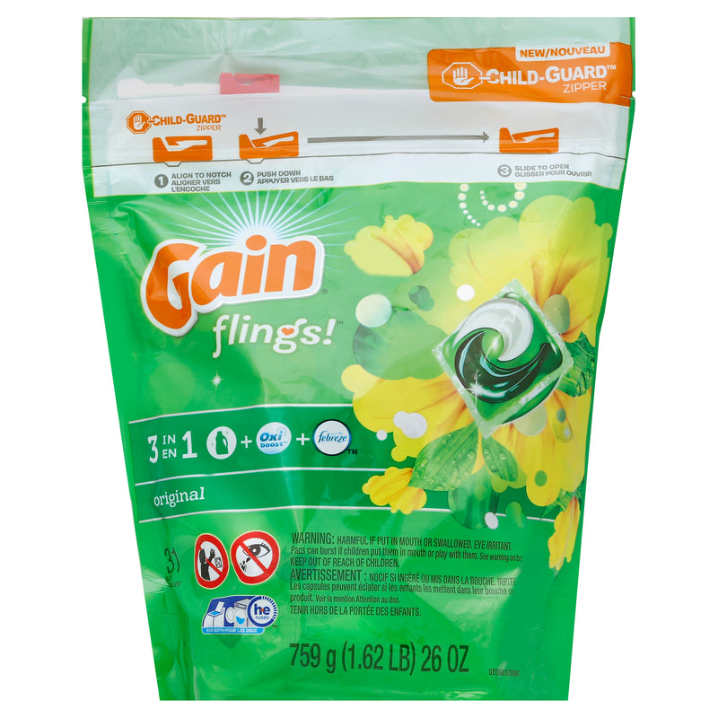 Gain 3 in 1 Original Detergent, 31 pacs