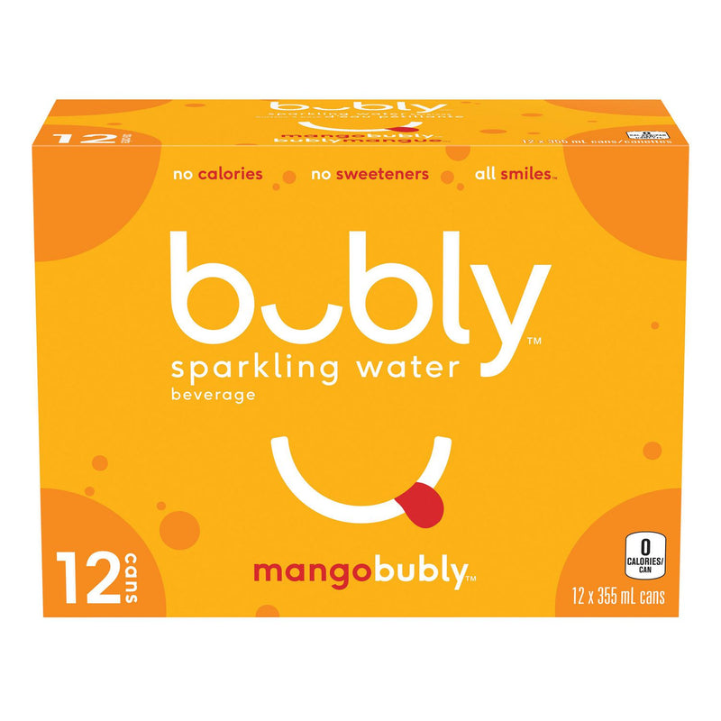 Bubly Sparkling Water Mango, 12 x 355mL