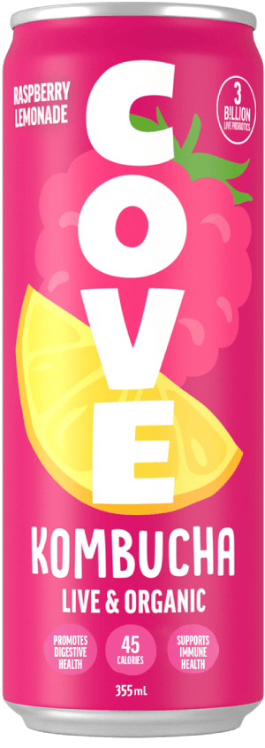 Cove Raspberry Lemonade Organic Kombucha, 355 mL