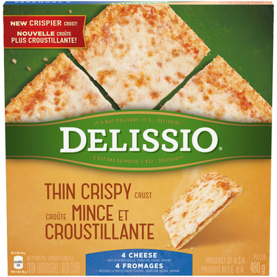 Delissio 4 Cheese Thin & Crispy Crust Pizza, 480 g