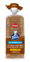 Ben's Xtra 100% Whole Wheat Thin Sandwich Bread, 675 g