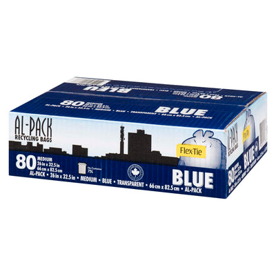 Al-Pack Blue Flex Tie Medium Recycling Bags, 80 ct