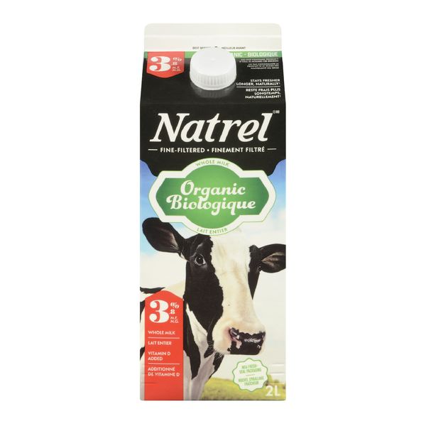 Natrel Organic 3% M.F. Whole Milk, 2 liters
