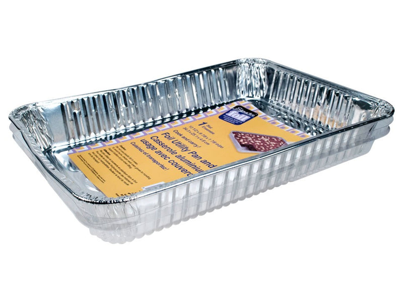 Signature Foil, 13.5IN x 9-7/8IN x 1-7/8IN, Foil Utility Pan with Lid, 1 set