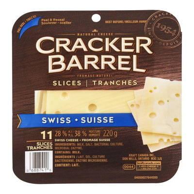 Cracker Barrel Swiss Sliced Cheese, 220 g