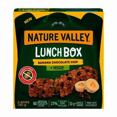 Nature Valley Lunch Box Banana Chocolate Chip + Veggie Granola Bars, 130 g