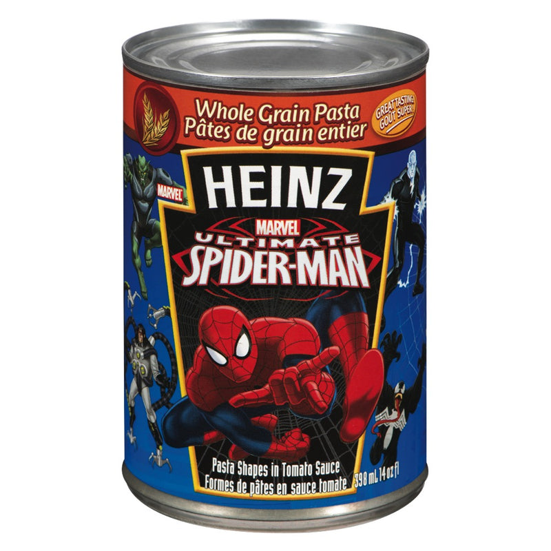Heinz Marvel Ultimate Spiderman Pasta Shapes in Tomato Sauce, 398 mL