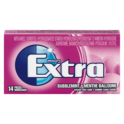 Extra Sugar-Free Bubblemint Gum, 14 pieces