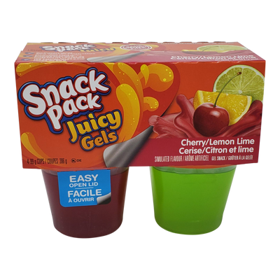 Snack Pack Juicy Gels Cherry & Lemon-Lime, 4 x 99 g
