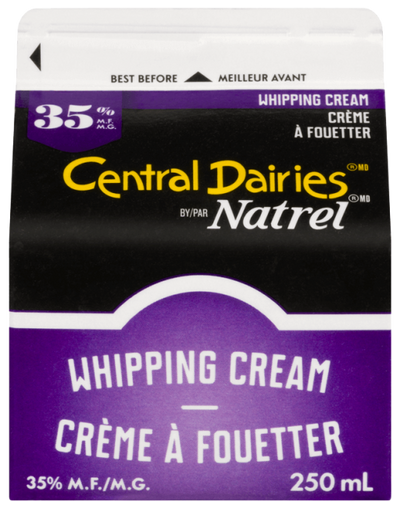 Central Dairies 35% Whipping Cream, 250mL
