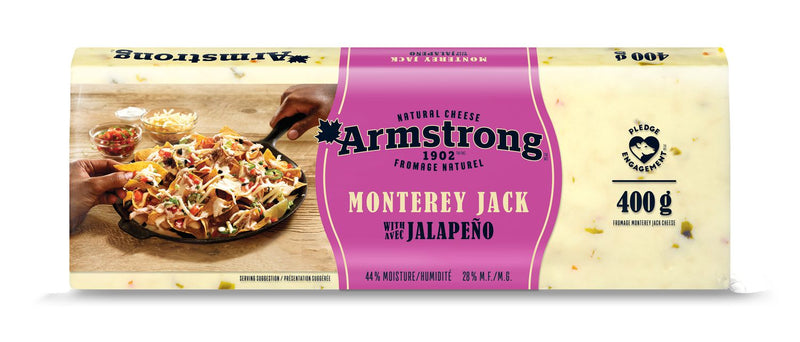 Armstrong Natural Cheese Monterey Jack With Jalapeno Block Cheese, 400 g