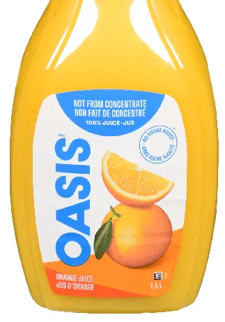 Oasis Orange Juice No Pulp, 1.5 L