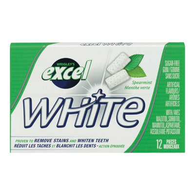 Excel White Sugar Free Spearmint Gum, 12 pieces