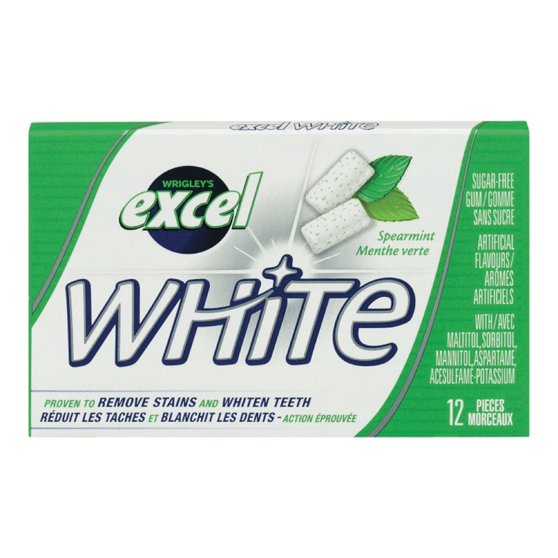 Excel White Sugar Free Spearmint Gum, 12 pieces